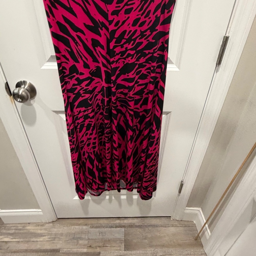 Kasper Womens Dress Abstract Animal Print Faux Wrap Pink Black PXL - Picture 10 of 12